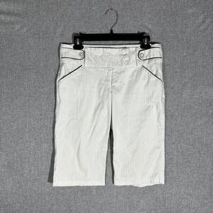 White striped Y2K My Michelle cotton capri shorts with black details